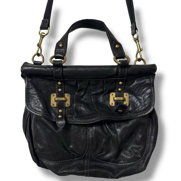 Fossil Ginger Top Handle Crossbody Purse Brown Leather Magnetic Snap Closure - Picture 3 of 15